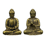 Maxbell 2pCS Brass Mini Antique Sakyamuni Buddha Statue Ornaments Meditation Seated