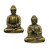Maxbell 2pCS Brass Mini Antique Sakyamuni Buddha Statue Ornaments Meditation Seated