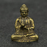 Maxbell 2pCS Brass Mini Antique Sakyamuni Buddha Statue Ornaments Meditation Seated