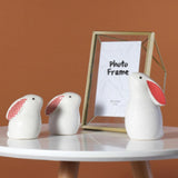 Fashion Lovely White Ceramic Rabbit Sculpture Miniature Figurine Home Decor