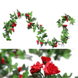 Maxbell Simulation Flower Vine Silk Flower Garland Wedding Decoration Red