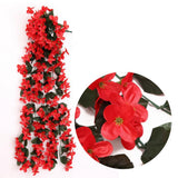 Maxbell Artificial Silk Rose Flower Ivy Vine Hanging Garland Party Home Decor Red