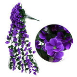 Maxbell Artificial Silk Rose Flower Ivy Vine Hanging Garland Party Home Decor Blue