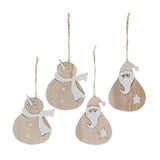 Maxbell 4pcs Wooden Christmas Tree Ornaments Decoration Santa Claus and Snowman