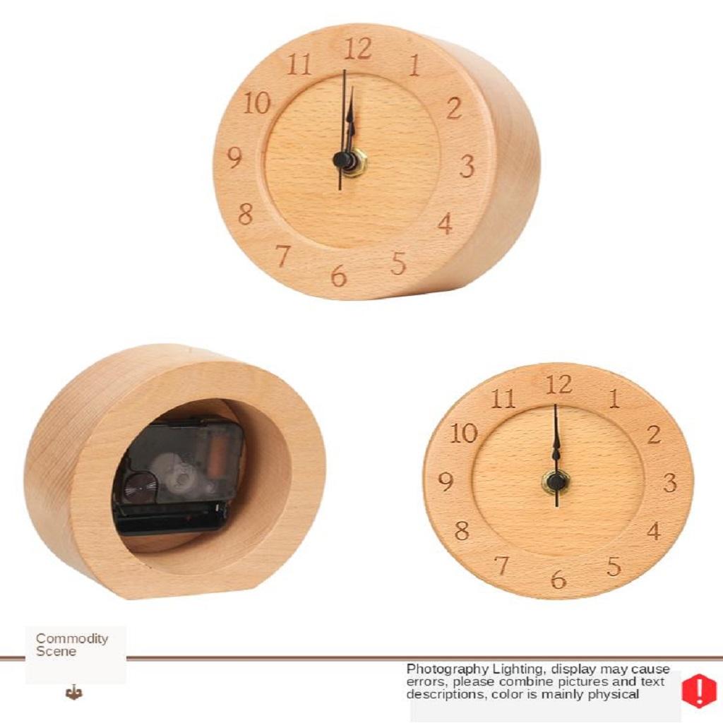 Maxbell Maxbell Beech Wood Desktop Quiet Desktop Clock for Living Room Bedroom Round