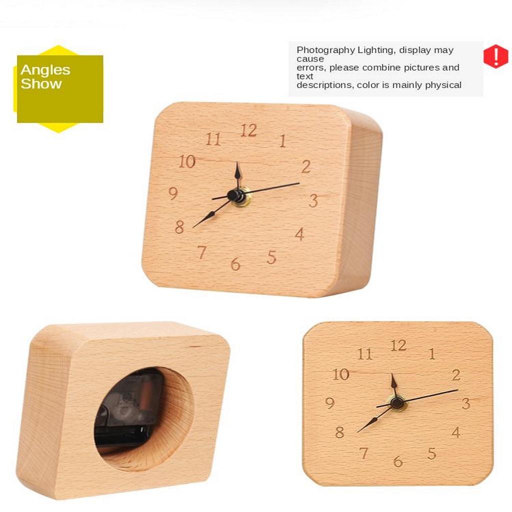 Maxbell Maxbell Beech Wood Desktop Quiet Desktop Clock for Living Room Bedroom Square