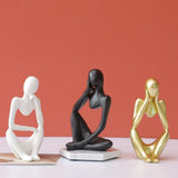 Maxbell 2x Thinker Sculpture Figurine Home Statues Modern Bookcase Decors
