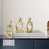 Maxbell 2x Thinker Sculpture Figurine Home Statues Modern Bookcase Decors
