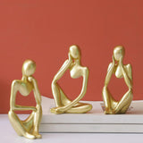 Maxbell 2x Thinker Sculpture Figurine Home Statues Modern Bookcase Decors