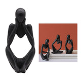 Thinker Sculpture Figurine Home Statues Modern Bookcase Decor Black