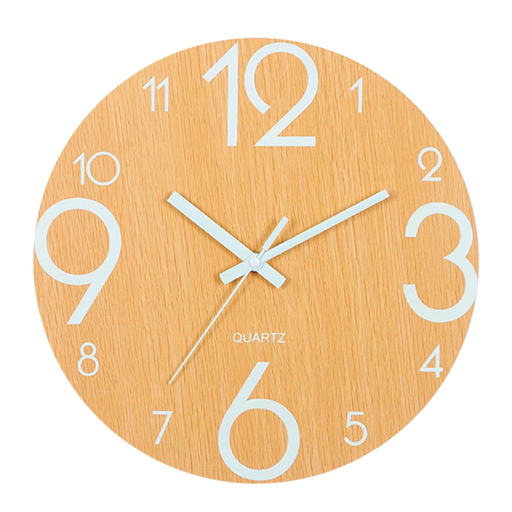 Maxbell Maxbell 12'' Luminous Wall Clock Silent Quartz Bedroom Night Clock Large Numerals 3