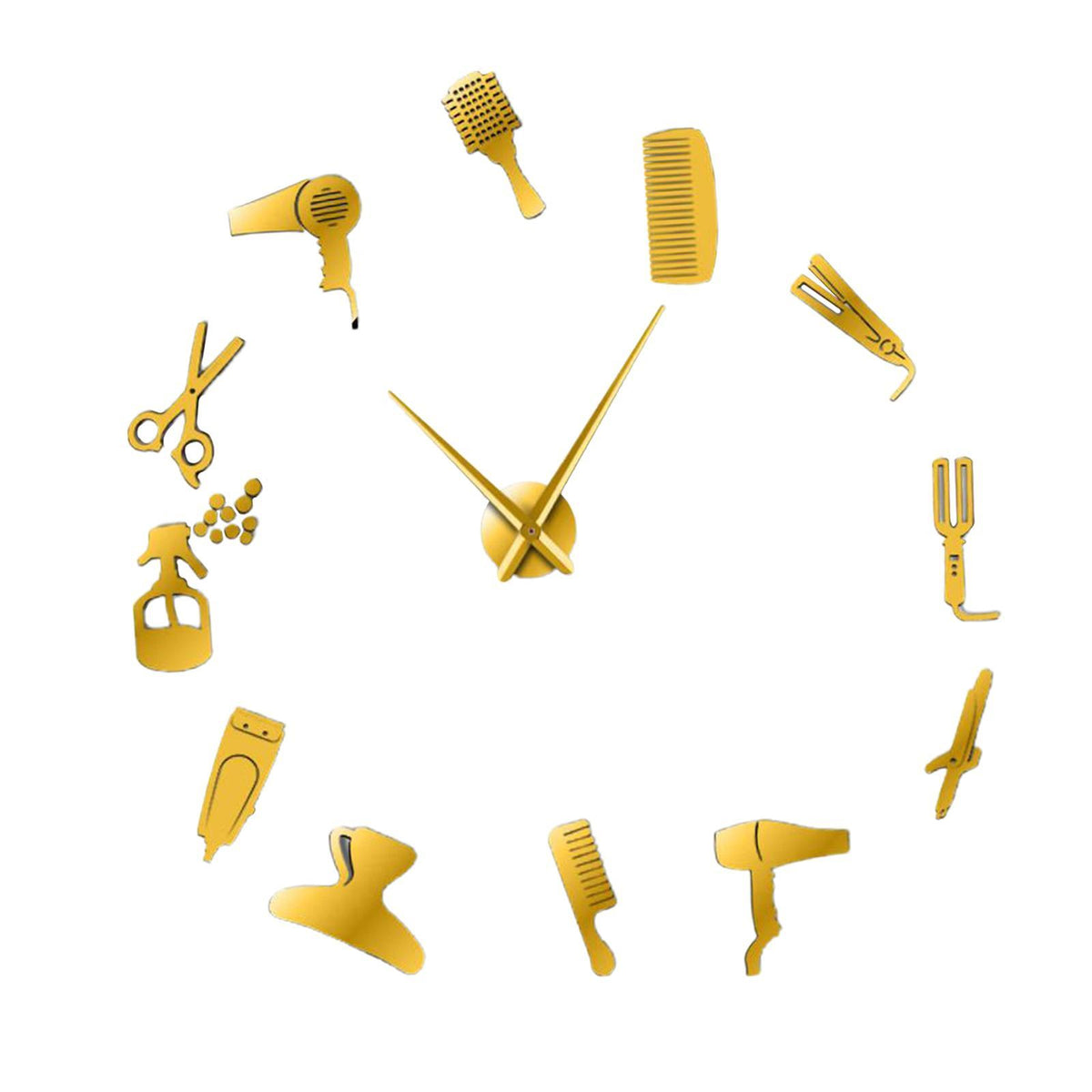 Maxbell Maxbell Wall Clock Acrylic Modern DIY 3D Mirror Sticker Home Office Clocks Gold