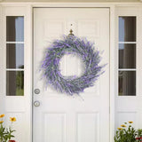 Maxbell 2pcs Artificial Door Wreath Hanging Lavender Flower Garland Fake Plant Decor