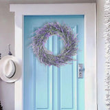Maxbell 2pcs Artificial Door Wreath Hanging Lavender Flower Garland Fake Plant Decor