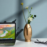 Maxbell 2pcs Ceramic Vase Stem Bunch Holder Flower Arrangement Planter Golden