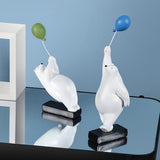 Maxbell 2x Resin Balloon Polar Bears Figurines Ornament Sculptures Gifts