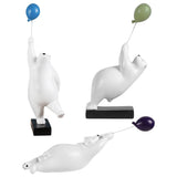 Maxbell 2x Resin Balloon Polar Bears Figurines Ornament Sculptures Gifts