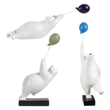 Maxbell 2x Resin Balloon Polar Bears Figurines Ornament Sculptures Gifts