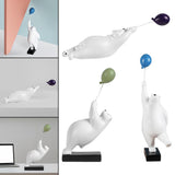 Maxbell 2x Resin Balloon Polar Bears Figurines Ornament Sculptures Gifts