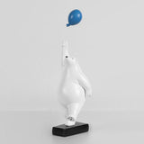 Maxbell 2x Resin Balloon Polar Bears Figurines Ornament Sculptures Gifts
