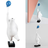Maxbell 2x Resin Balloon Polar Bears Figurines Ornament Sculptures Gifts