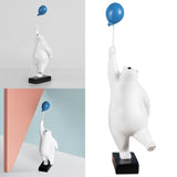 Maxbell 2x Resin Balloon Polar Bears Figurines Ornament Sculptures Gifts