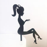 DIY High Heel Girl Lady Silhouette Wedding Birthday Cake Topper Black Heart