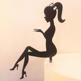 DIY High Heel Girl Lady Silhouette Wedding Birthday Cake Topper Black Heart