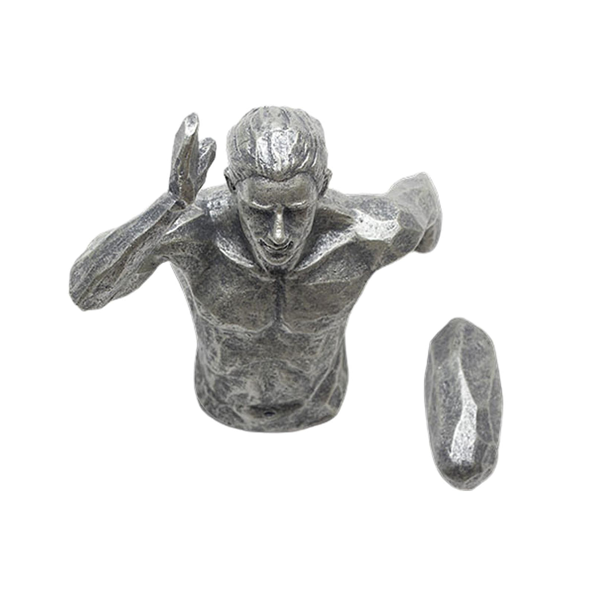 Maxbell Maxbell Retro Resin Figurine Background Statue Wall Home Decor Silver Left Hand