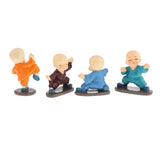 4pcs Little Monk Figurines Kungfu Monks Statue Car Decoration Crafts Style 2