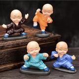 4pcs Little Monk Figurines Kungfu Monks Statue Car Decoration Crafts Style 2