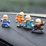 4pcs Little Monk Figurines Kungfu Monks Statue Car Decoration Crafts Style 2