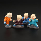 4pcs Little Monk Figurines Kungfu Monks Statue Car Decoration Crafts Style 2