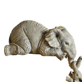 Maxbell 2x Adorable Elephant Figurine Resin Carving Animal Statue Sculpture Decor