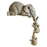 Maxbell 2x Adorable Elephant Figurine Resin Carving Animal Statue Sculpture Decor