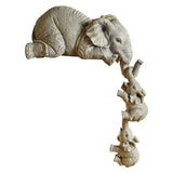 Maxbell 2x Adorable Elephant Figurine Resin Carving Animal Statue Sculpture Decor