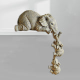 Maxbell 2x Adorable Elephant Figurine Resin Carving Animal Statue Sculpture Decor