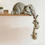 Maxbell 2x Adorable Elephant Figurine Resin Carving Animal Statue Sculpture Decor