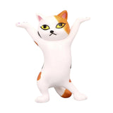 Dancing Cute Cats Figure Ornament Tabletop Sculpture Decoration White Orange