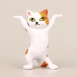 Dancing Cute Cats Figure Ornament Tabletop Sculpture Decoration White Orange