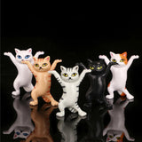 Dancing Cute Cats Figure Ornament Tabletop Sculpture Decoration Black