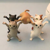 Dancing Cute Cats Figure Ornament Tabletop Sculpture Decoration Black