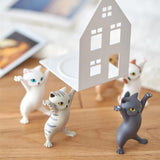 Dancing Cute Cats Figure Ornament Tabletop Sculpture Decoration Black