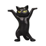 Dancing Cute Cats Figure Ornament Tabletop Sculpture Decoration Black