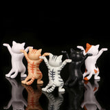 Dancing Cute Cats Figure Ornament Tabletop Sculpture Decoration Black