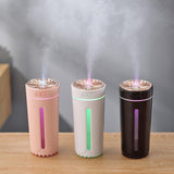 Portable Mini Cup Humidifiers with LED Night Light for Office Bedroom White