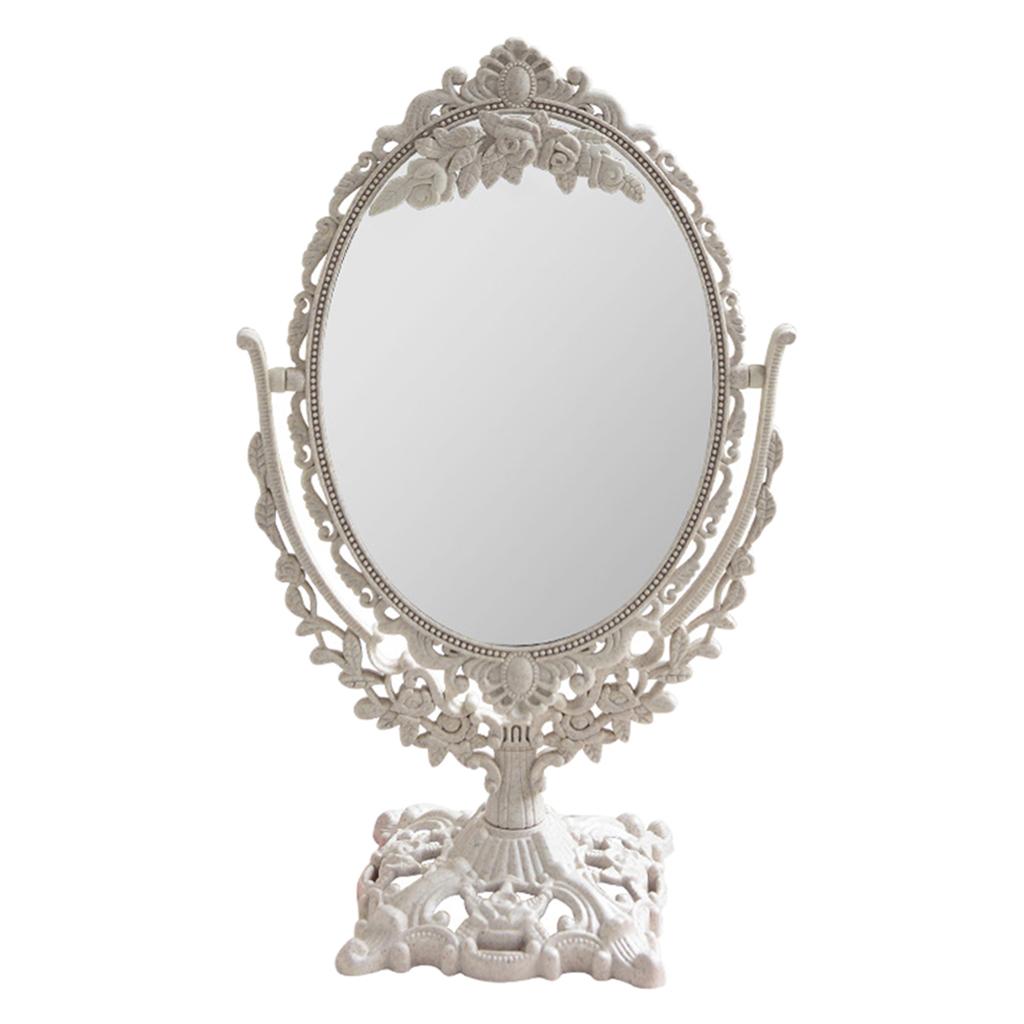 Maxbell Desktop Mirror Oval Rotatable Cosmetic Makeup Mirror Desk Double Side Mirror