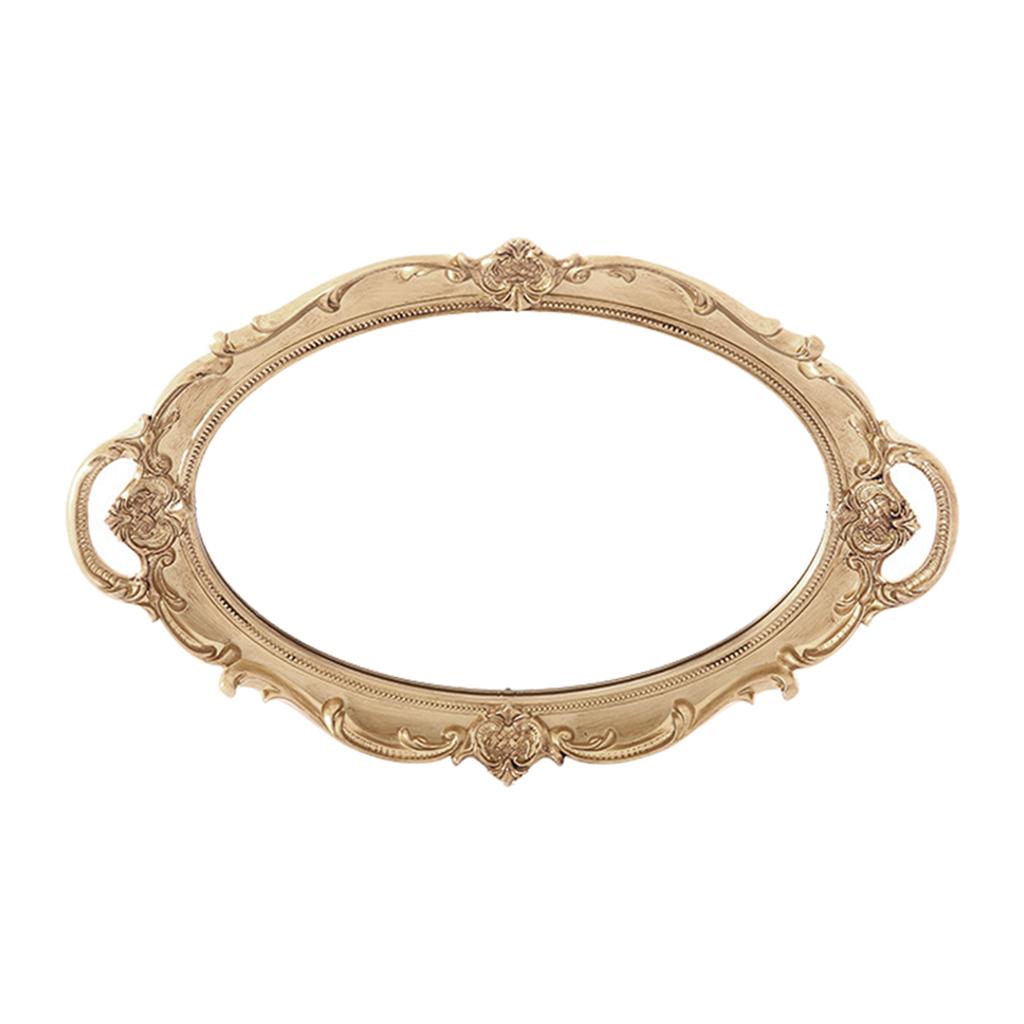 Maxbell Retro Makeup Mirrored Vanity Tray Jewelry Tray Perfume Decor Tray Storage