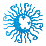 Maxbell Maxbell Sun and Moon Decor Metal Outdoor Wall Art Plaque Sculpture Home Decor  Blue