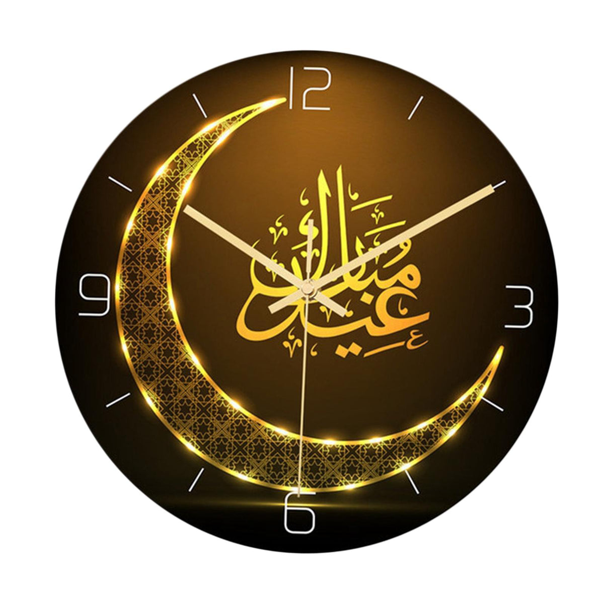 Maxbell Maxbell Islamic Decor Ramadan Eid Gift Round Islamic Wall Clock Mute Quartz Clocks B